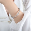 Bracciale a maglia snake argento con ciondoli in zirconi scintillanti per donna - Bracciale Magnetico a Catena a Serpente / Color Acciaio