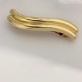 Exquisite gold wavy streamline spring hair clip with polished mirror finish for women - Gold Shiny Alloy Double Layer Curved Clip