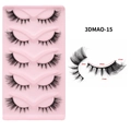 5 pairs of 3D cat-eye false eyelashes with black band, size 8mm to 13mm for a flared look - 3DMAO-15