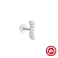S925 sterling silver cartilage stud featuring six zircons in a curved wave design - Single Platinum #9 (Seven Zirconia)