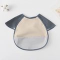 Waterproof baby bib smock with short sleeves and crumb catcher in grey and beige - Shawl - Beige Color Blocking / One Size