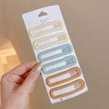 6-piece set of Morandi colored rectangle hair clips in cream yellow, blue, and caramel - 52# Yellow + Orange + Grey - 6Pcs