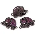 Three-piece gold-plated elephant charms set with purple and black micro-set zircons - Black Plated Elephant / 1 Piece