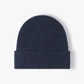 Gorro de punto azul marino para hombre con forro térmico y diseño de borde doblado - Talla Única (54-61cm) / Azul marino