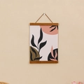 Colgador de póster magnético de madera minimalista con arte de hojas en la pared - 21cm / Color Haya