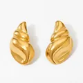 Elegant gold-plated seashell spiral stud earrings with high-polished mirror finish - Gold