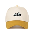Close-up of embroidered panda and high-quality cotton twill texture on the baseball cap - Adjustable / Yellow