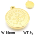 Golden stainless steel Sagittarius pendant featuring zodiac symbol and 15mm width - Sagittarius / Gold