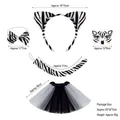 Kids zebra costume set with headband, bowtie, tail, and tutu for Halloween party - 5pcs Zebra Set (Cotton Ears + Sticker + Skirt)
