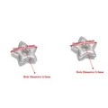 Detailed view of polished stainless steel star pendants with size measurements in mm - 18.6mm Large Star (3.5mm Hole) / Steel