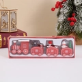 Red and white wooden Christmas train set in a window gift box for festive decor - Y1212 4-Section / Red