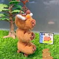Triple stacked Capybara plush keychain with brown fur and a metal clip for bags - Stacked Plush