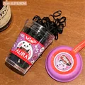 Elastici per capelli neri per bambine in barattolo con etichetta panda, set da 100 pezzi - 6,3x8,9cm in Scatola / Panda di Torta Nero