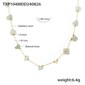 Detailed specs of stainless steel necklace with green natural stone and length dimensions - Green Necklace (TXP104)