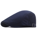 Dark blue breathable mesh beret with adjustable metal buckle for outdoor sun protection - Navy Blue