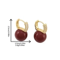 French vintage earrings with burgundy resin beads and crystal encrusted gold hoops - Round Bead Hoop Earrings ER-448D02