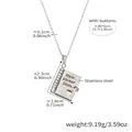 Collana a libro in acciaio argento con incisione Mein kleiner Stern e cuore cavo - Color Acciaio Stile Figlia Tedesco (RP022)