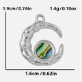 Collier lune en acier inoxydable 304 avec nacre blanche, taille 1,9cm par 1,6cm, argent - Pendentif Coquille d'Ormeau Cadre Argenté (S2001-S-B)