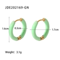 Pendientes de aro en esmalte verde menta acabado dorado con 1,7 cm de diámetro - verde claro