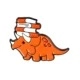 Cartoon orange triceratops enamel pin with red books for backpack decoration - Orange Triceratops-Learning Theme