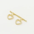 14k gold plated heart-shaped OT toggle clasp with twisted rope texture for jewelry making - 14K Twist Heart OT Clasp - 4Pcs/Pack