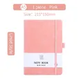 Pink A5 faux leather notebook with elastic strap and pen holder, 215x150mm lined pages - Pink / A5