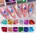12-grid nail art set with colorful butterfly sequins and glitter for DIY manicures - 12 Compartment Butterfly Sequins (XH02)