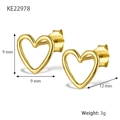 Goldene S925 Sterlingsilber Herz-Ohrstecker hohl in 9mm Größe und einem Gewicht von 3g - Gold
