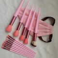 14-piece pink makeup brush set with rose gold ferrules and a plush drawstring storage bag - 13 Pcs + Cloth Bag / Pink