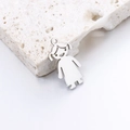 Silver girl shape pendant in mirror polished stainless steel for DIY jewelry making - Steel Color Girl