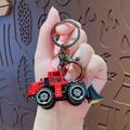 Miniature red forklift keychain toy with metal ring and realistic construction truck design - Red Bulldozer