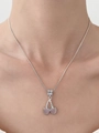 Collar de cereza con piedras rosas de corazón y cadena de serpiente plateada - Collar con Colgante de Corazón de Cereza Plateada (6837)
