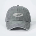 Casquette de baseball en coton délavé gris vintage avec broderie UNCLE 2025 et ajustable - Gris
