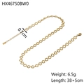 Detailed view of a gold flower necklace in stainless steel with exact measurements - HX46750BW0 (Floral Style)