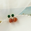 Silver Pin Enamel Square Geometric Stud
