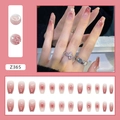 Faux ongles cercueil dégradé rose avec cœurs 3D, perles et détails floraux - Coeur Photochromique (Z365)