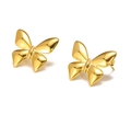 Elegant 14K gold plated butterfly stud earrings with polished mirror finish for women - Minimalist Butterfly Studs / Gold