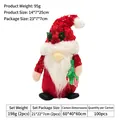 Gnome de Noël avec bonnet à paillettes rouges et sac cadeau rayé pour décoration - Gnome à Barbe Chapeau à Paillettes Rouges