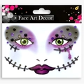 Face Art Decor sticker with purple jewels and black glitter stitch patterns for Halloween - Halloween Joker Tears