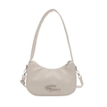 Bolso hobo minimalista blanco crema con logo metálico de estrella y detalles plateados - Blanco