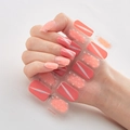 3D laser gold nail stickers DQ3-009 with coral pink stripes and white glitter dots - Coral Pink Silver Stripe Polka Dot Glitter Style (DQ3-009)