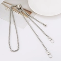 Adjustable silver woven metal chain strap with slider bead and lobster clasps - Bright Silver Adjustable Lantern Chain