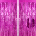 Magenta foil fringe curtains for party backgrounds with shimmering sequin texture detail - 1m*2m / Laser Pink