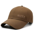 Dark brown breathable quick-dry baseball cap with laser-cut holes and RUIEE logo - Coffee