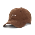 Berretto da baseball marrone con ricamo me bianco in tessuto twill di cotone premium - caffè