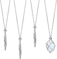 Detail of silver mesh cage pendants with opal stone on thin chains over white background - Large / Silver