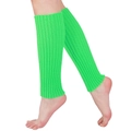 Macro shot of neon green ribbed knit leg warmer with elastic cuff for winter style - One Size / Fluorescent Green
