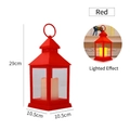 Rote LED Laterne im Vintage-Stil mit 29 cm Höhe und flackernder Kerze als Wohndekoration - Rot