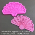 Pink silicone mold for Chinese fan shapes, size 12.2x8.2cm for cake fondant and resin art - Large Wave Fan Mold / Pink
