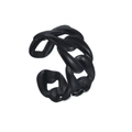 Primer plano de anillo de cadena de acero inoxidable negro mate con diseño abierto ajustable - Abierto Ajustable / Negro